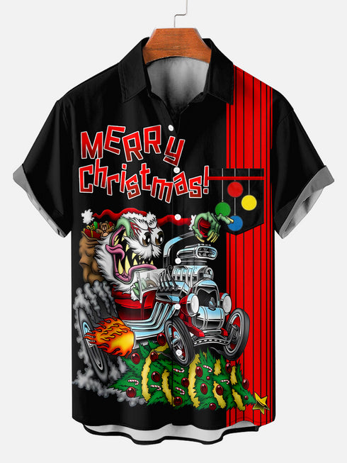 Men's Christmas Funny Graphic Short Sleeve Hawaiian Shirt